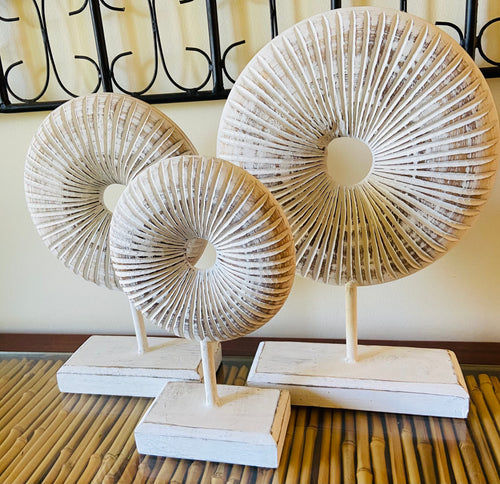 SET OF THREE CARVED CIRCLES LARGE 48CM